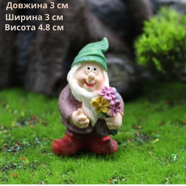 Декоративные фигурки Гномы  для мини-сада, флорариума, кашпо, микроландшафта, рокария,вазона Голубая шапка 2425 фото