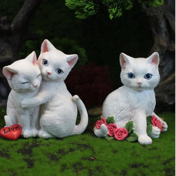 Садовые фигуры Котики для террасы, сада, дачного участка, декора, интерьерная фигурка. Высота 13.1 см. Один котик 263 фото